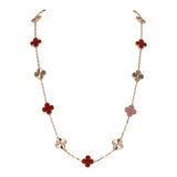 Van Cleef & Arpels Vintage Alhambra 20 Motif Long Necklace Carnelian & 18K Rose Gold Hardware