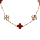 Van Cleef & Arpels Vintage Alhambra 20 Motif Long Necklace Carnelian & 18K Rose Gold Hardware