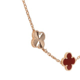 Van Cleef & Arpels Vintage Alhambra 20 Motif Long Necklace Carnelian & 18K Rose Gold Hardware