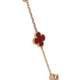 Van Cleef & Arpels Vintage Alhambra 20 Motif Long Necklace Carnelian & 18K Rose Gold Hardware