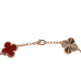 Van Cleef & Arpels Vintage Alhambra 20 Motif Long Necklace Carnelian & 18K Rose Gold Hardware