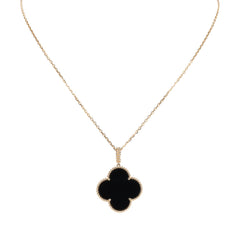 Van Cleef & Arpels Magic Alhambra Long Necklace 1 Motif Onyx 18K Yellow Gold Hardware