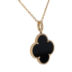 Van Cleef & Arpels Magic Alhambra Long Necklace 1 Motif Onyx 18K Yellow Gold Hardware