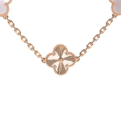 Van Cleef & Arpels Limited Edition Seoul Maison Vintage Alhambra 20 Motif Long Necklace White Mother of Pearl & 18K Rose Gold Hardware
