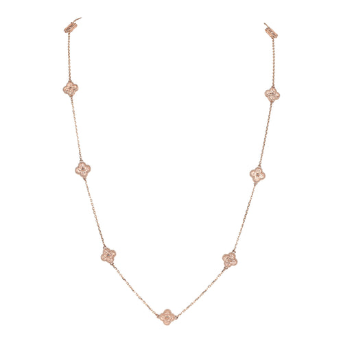 Van Cleef & Arpels Sweet Alhambra 16 Motif Long Necklace 18K Rose Gold Hardware
