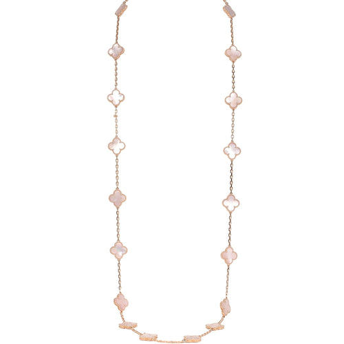 Van Cleef & Arpels Vintage Alhambra 20 Motif Long Necklace Pink Mother of Pearl and 18K Rose Gold