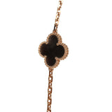 Van Cleef & Arpels Vintage Alhambra 20 Motif Long Necklace Silver Obsidian & 18K Rose Gold Hardware
