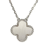 Pre-owned Van Cleef & Arpels 2024 Holiday Vintage Alhambra Pendant Necklace Rose Gold Guilloche 18K White Gold & Diamonds