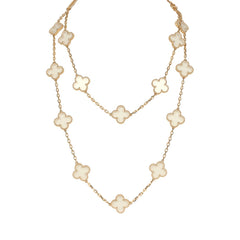 Van Cleef & Arpels Vintage Alhambra Clear Rock Candy Crystal 20 Motif Necklace 18K Yellow Gold