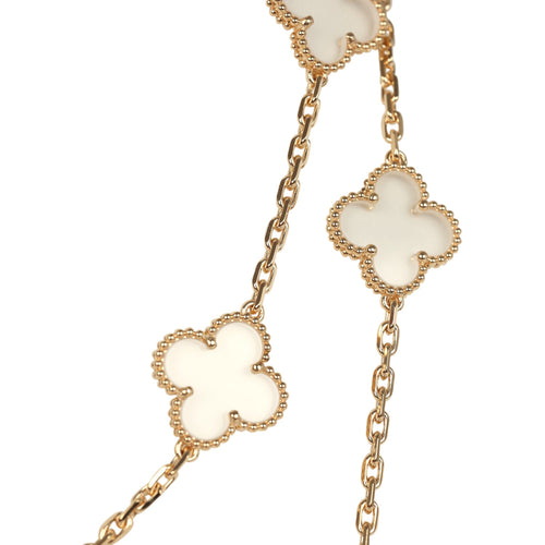 Van Cleef & Arpels Vintage Alhambra Clear Rock Candy Crystal 20 Motif Necklace 18K Yellow Gold