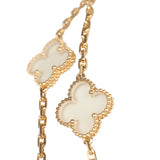 Van Cleef & Arpels Vintage Alhambra Clear Rock Candy Crystal 20 Motif Necklace 18K Yellow Gold