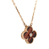 Van Cleef & Arpels 2017 Holiday Vintage Alhambra Pendant Necklace Bull's Eye 18K Rose Gold Hardware & Diamonds