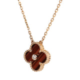 Van Cleef & Arpels 2017 Holiday Vintage Alhambra Pendant Necklace Bull's Eye 18K Rose Gold Hardware & Diamonds