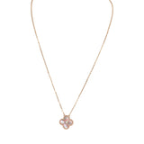 Van Cleef & Arpels 2025 Holiday Vintage Alhambra Pendant Necklace Pink Mother Of Pearl 18K Rose Gold Hardware & Diamonds