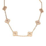 Van Cleef & Arpels Vintage Alhambra 10 Motif Necklace 18K Rose Gold Hardware