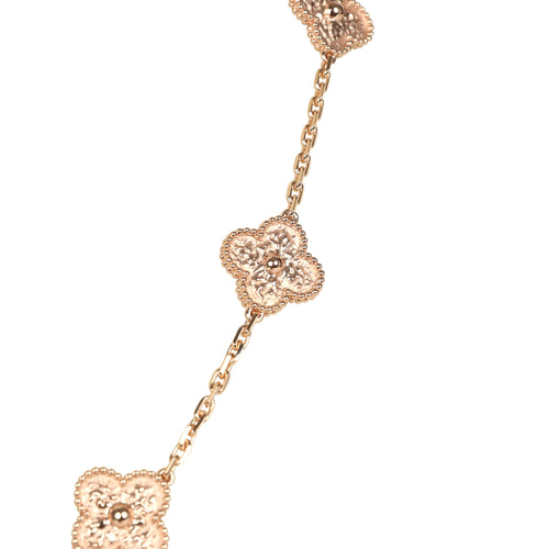 Van Cleef & Arpels Vintage Alhambra 10 Motif Necklace 18K Rose Gold Hardware