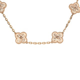 Van Cleef & Arpels Vintage Alhambra 10 Motif Necklace 18K Rose Gold Hardware