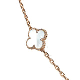 Van Cleef & Arpels Magic Alhambra Transformable 15 Motif Necklace White and Grey MOP 18K Rose Gold Guilloche