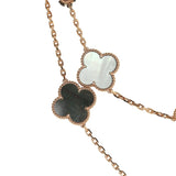 Van Cleef & Arpels Magic Alhambra Transformable 15 Motif Necklace White and Grey MOP 18K Rose Gold Guilloche
