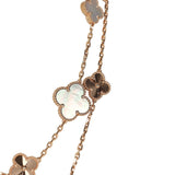 Van Cleef & Arpels Magic Alhambra Transformable 15 Motif Necklace White and Grey MOP 18K Rose Gold Guilloche