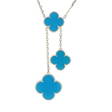 Van Cleef & Arpels Magic Alhambra 6 Motif Necklace Blue Agate 18K White Gold Hardware - Thumbnail View 2