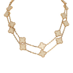 Van Cleef & Arpels Vintage Alhambra Clear Rock Candy Crystal 20 Motif Necklace 18K Yellow Gold