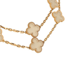 Van Cleef & Arpels Vintage Alhambra Clear Rock Candy Crystal 20 Motif Necklace 18K Yellow Gold