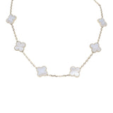 Van Cleef & Arpels Vintage Alhambra 10 Motif Necklace Chalcedony 18K White Gold - Thumbnail View 2