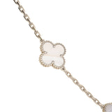 Van Cleef & Arpels Vintage Alhambra 10 Motif Necklace Chalcedony 18K White Gold - Thumbnail View 3