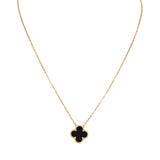 Pre-owned Van Cleef & Arpels Vintage Alhambra Pendant Necklace Onyx 18K Yellow Gold - Thumbnail View 1