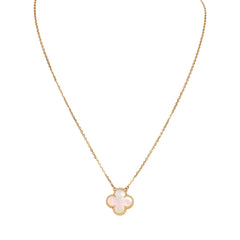 Pre-owned Van Cleef & Arpels Vintage Alhambra Pendant Necklace White Mother of Pearl 18K Yellow Gold