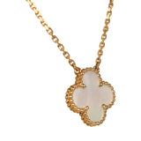 Pre-owned Van Cleef & Arpels Vintage Alhambra Pendant Necklace White Mother of Pearl 18K Yellow Gold - Thumbnail View 3