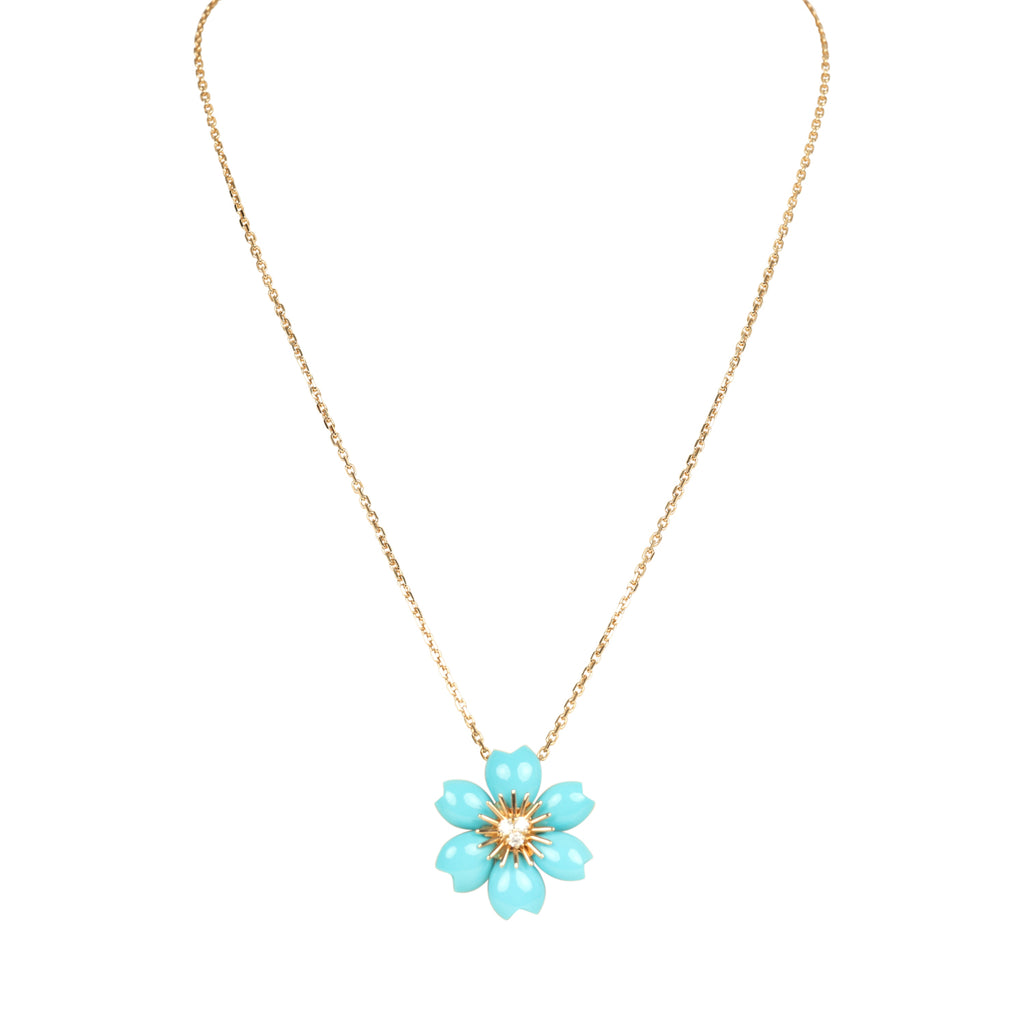アクセサリー No.1288 Bluebird 1300 & VAN DELUXE Van Cleef & Arpels Rose de Noel Mini Pendant Necklace Turquoise 18K Ye
