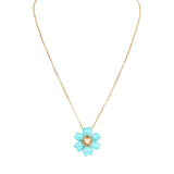 Van Cleef & Arpels Rose de Noel Mini Pendant Necklace Turquoise 18K Yellow Gold and Diamonds - Thumbnail View 1