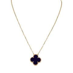 Van Cleef & Arpels "Vendome" Magic Alhambra Pendant Necklace Blue Sevres Porcelain 18K Yellow Gold