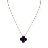 Van Cleef & Arpels "Vendome" Magic Alhambra Pendant Necklace Blue Sevres Porcelain 18K Yellow Gold - Thumbnail View 1