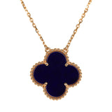 Van Cleef & Arpels "Vendome" Magic Alhambra Pendant Necklace Blue Sevres Porcelain 18K Yellow Gold - Thumbnail View 2