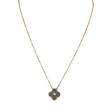 Pre-owned Van Cleef & Arpels 2014 Holiday Vintage Alhambra Pendant Necklace Grey Mother of Pearl 18K Rose Gold and Diamond - Thumbnail View 1