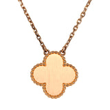 Pre-owned Van Cleef & Arpels 2014 Holiday Vintage Alhambra Pendant Necklace Grey Mother of Pearl 18K Rose Gold and Diamond - Thumbnail View 4