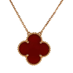 Pre-owned Van Cleef & Arpels Prince Edition Magic Alhambra Pendant Necklace Carnelian 18K Rose Gold