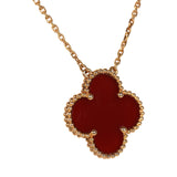 Pre-owned Van Cleef & Arpels Prince Edition Magic Alhambra Pendant Necklace Carnelian 18K Rose Gold - Thumbnail View 3
