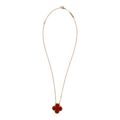Pre-owned Van Cleef & Arpels Prince Edition Magic Alhambra Pendant Necklace Carnelian 18K Rose Gold