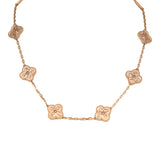 Van Cleef & Arpels Vintage Alhambra 10 Motif Necklace 18K Hammered Rose Gold - Thumbnail View 2