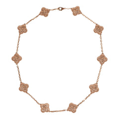 Van Cleef & Arpels Vintage Alhambra 10 Motif Necklace 18K Hammered Rose Gold