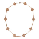 Van Cleef & Arpels Vintage Alhambra 10 Motif Necklace 18K Hammered Rose Gold - Thumbnail View 1