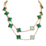 Van Cleef & Arpels Vintage Alhambra 20 Motif Long Necklace Malachite 18K Yellow Gold - Thumbnail View 1