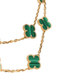 Van Cleef & Arpels Vintage Alhambra 20 Motif Long Necklace Malachite 18K Yellow Gold - Thumbnail View 3