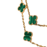 Van Cleef & Arpels Vintage Alhambra 20 Motif Long Necklace Malachite 18K Yellow Gold - Thumbnail View 4