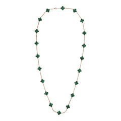 Van Cleef & Arpels Vintage Alhambra 20 Motif Long Necklace Malachite 18K Yellow Gold