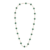 Van Cleef & Arpels Vintage Alhambra 20 Motif Long Necklace Malachite 18K Yellow Gold - Thumbnail View 2